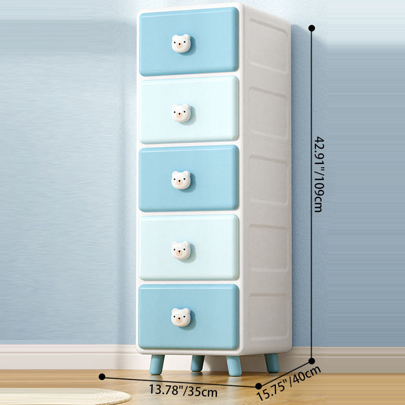 Modern Minimalist Square Rectangular Plastic PP Rabbit Bear Kids Storage Cabinet 2/3/4/5/6-Tier For Living Room Cuvalon
