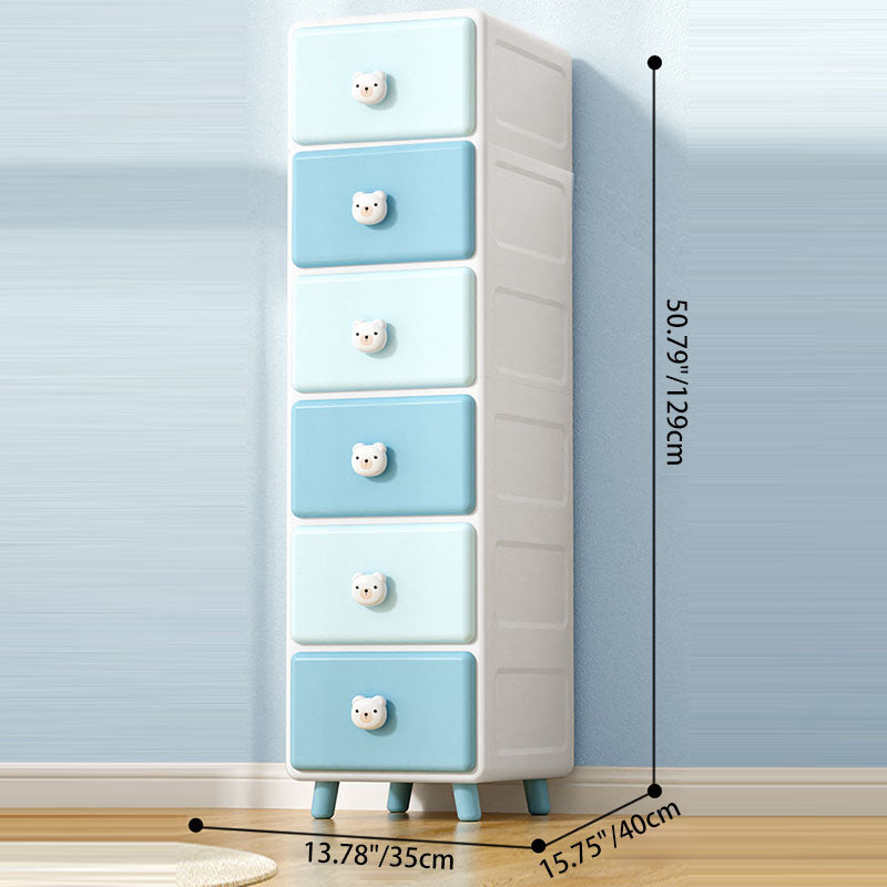 Modern Minimalist Square Rectangular Plastic PP Rabbit Bear Kids Storage Cabinet 2/3/4/5/6-Tier For Living Room Cuvalon