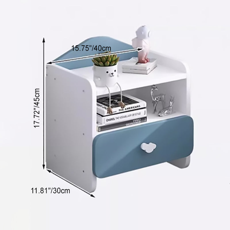Modern Simplicity Kids Plate Rectangular Cloud Handle Nightstand 1/2 Drawer For Bedside Cuvalon