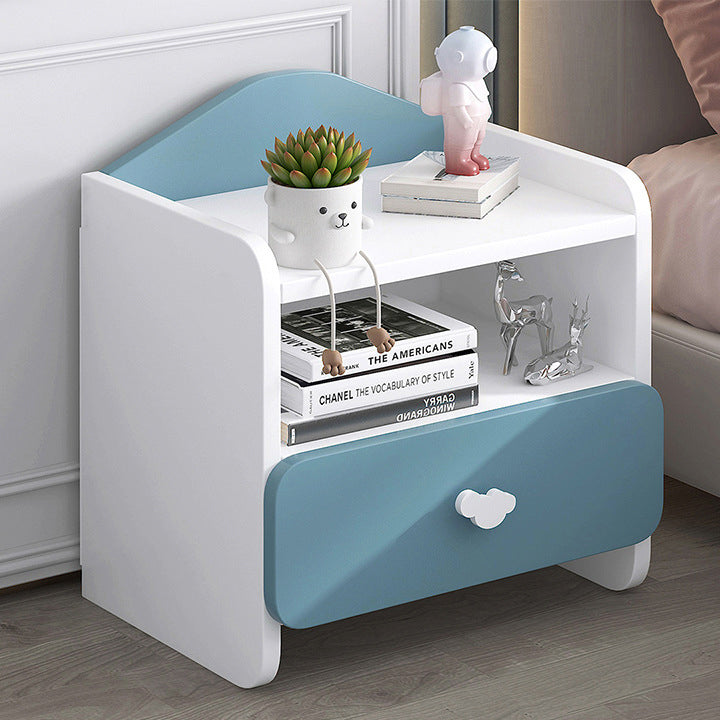 Modern Simplicity Kids Plate Rectangular Cloud Handle Nightstand 1/2 Drawer For Bedside Cuvalon