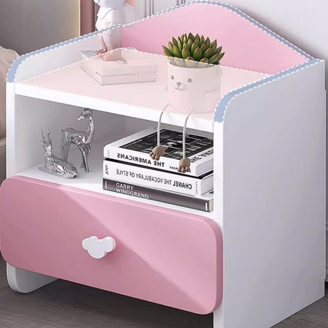 Modern Simplicity Kids Plate Rectangular Cloud Handle Nightstand 1/2 Drawer For Bedside Cuvalon