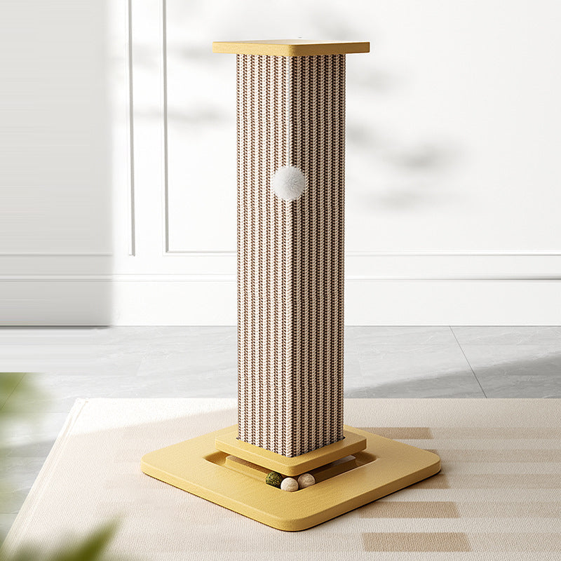 Modern Minimalist Rectangular Medium Density Fiberboard Solid Wood Sisal Cat Scratching Post With Toy Ball For Living Room Cuvalon