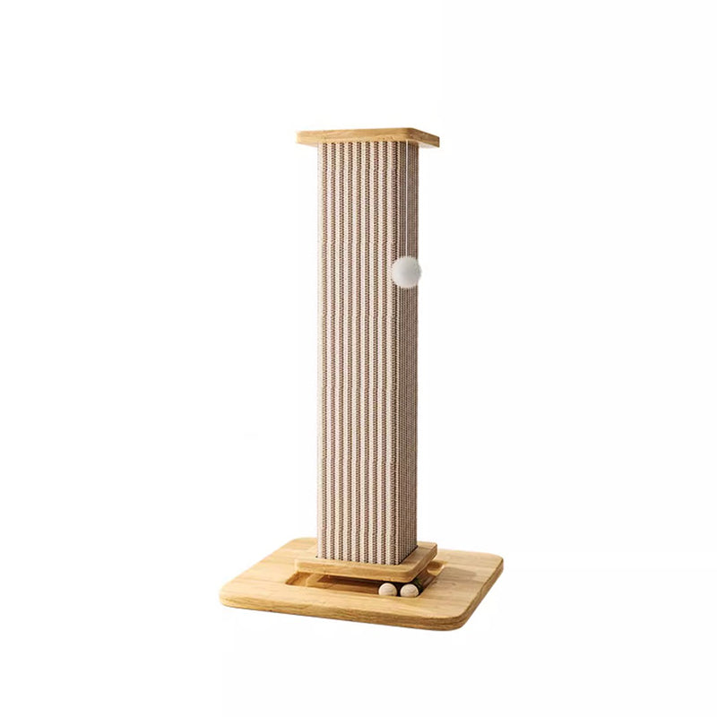 Modern Minimalist Rectangular Medium Density Fiberboard Solid Wood Sisal Cat Scratching Post With Toy Ball For Living Room Cuvalon