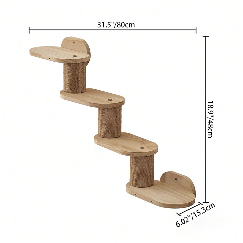 Modern Minimalist Cylindrical Solid Pine Wood Sisal Fabric Cat Tree & Condo 1-Hammock 1-Scratching Post For Living Room Cuvalon