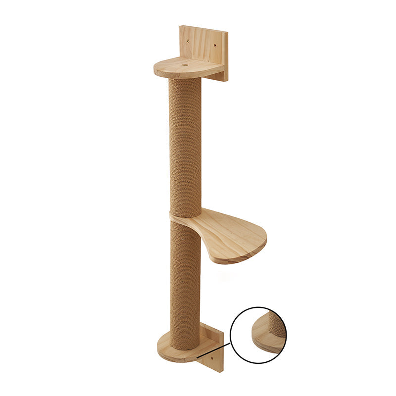 Modern Minimalist Cylindrical Solid Pine Wood Sisal Fabric Cat Tree & Condo 1-Hammock 1-Scratching Post For Living Room Cuvalon