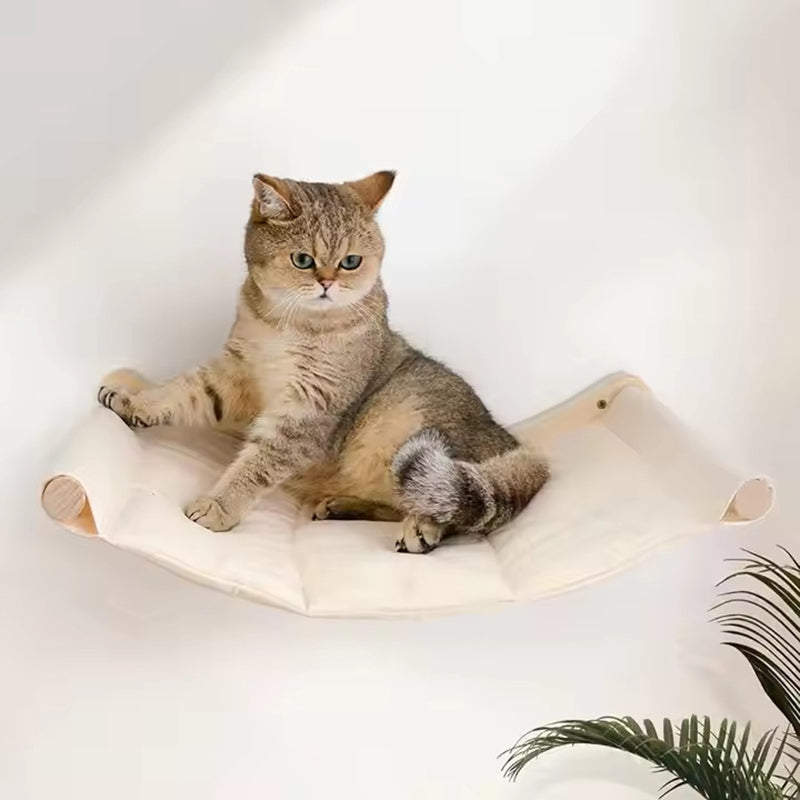 Modern Minimalist Cylindrical Solid Pine Wood Sisal Fabric Cat Tree & Condo 1-Hammock 1-Scratching Post For Living Room Cuvalon