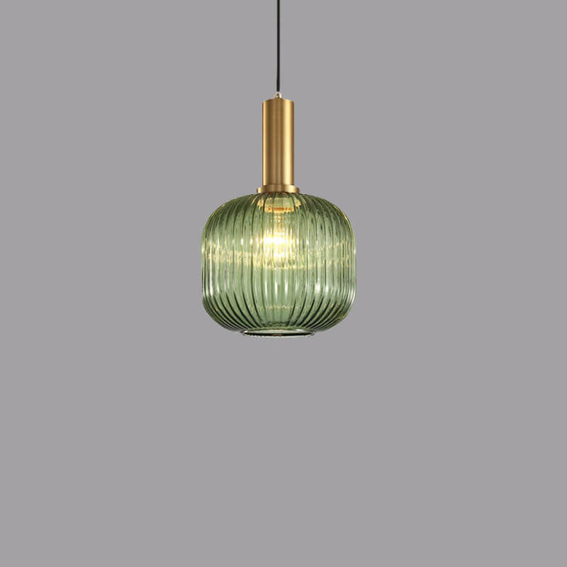 Minimalist Striped Glass Lantern 1-Light Pendant Light Cuvalon