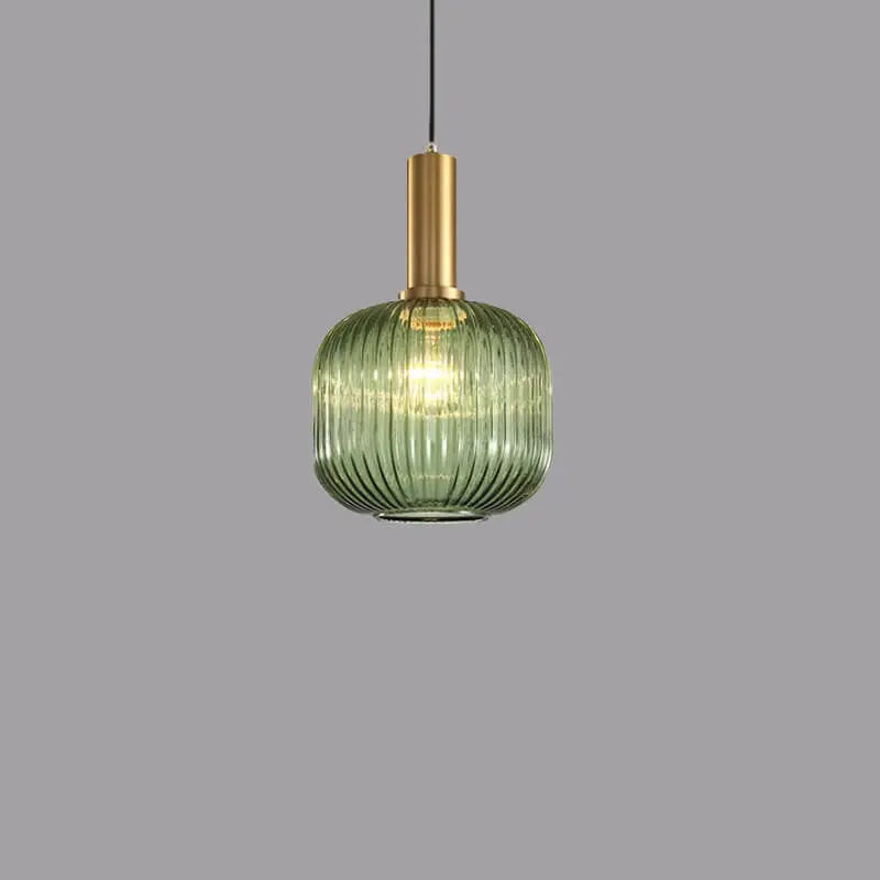Minimalist Striped Glass Lantern 1-Light Pendant Light Cuvalon