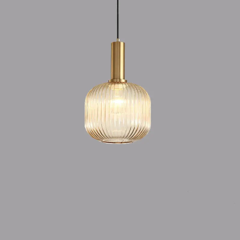 Minimalist Striped Glass Lantern 1-Light Pendant Light Cuvalon