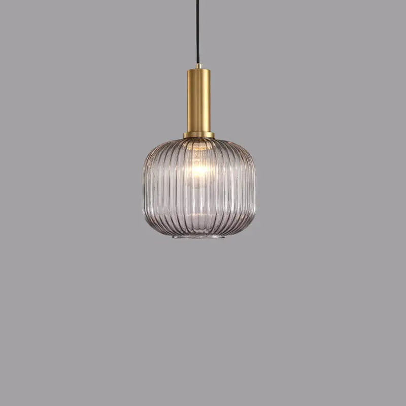 Minimalist Striped Glass Lantern 1-Light Pendant Light Cuvalon
