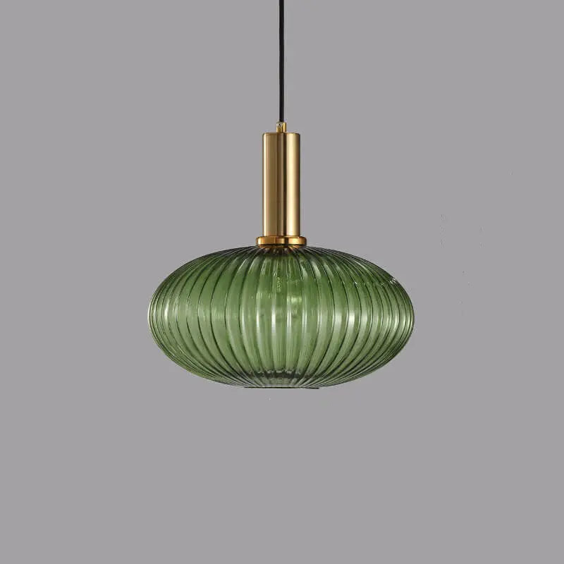 Minimalist Striped Glass Lantern 1-Light Pendant Light Cuvalon