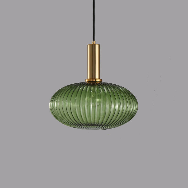 Minimalist Striped Glass Lantern 1-Light Pendant Light Cuvalon