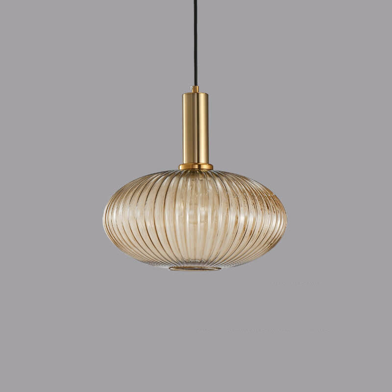 Minimalist Striped Glass Lantern 1-Light Pendant Light Cuvalon