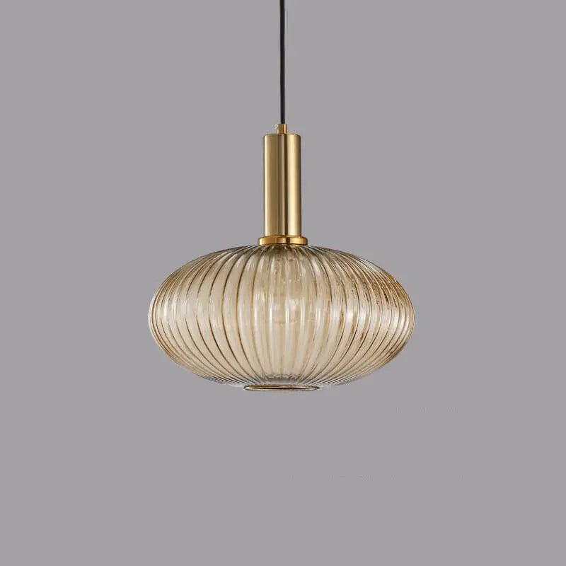 Minimalist Striped Glass Lantern 1-Light Pendant Light Cuvalon