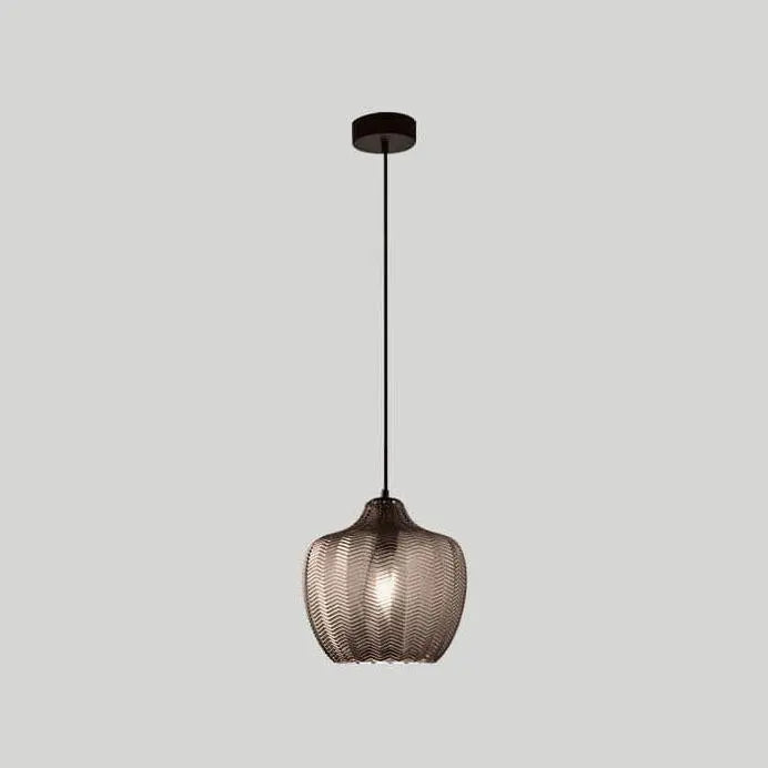 Nordic Textured Wavy Glass 1-Light Barrel Pendant Light Cuvalon