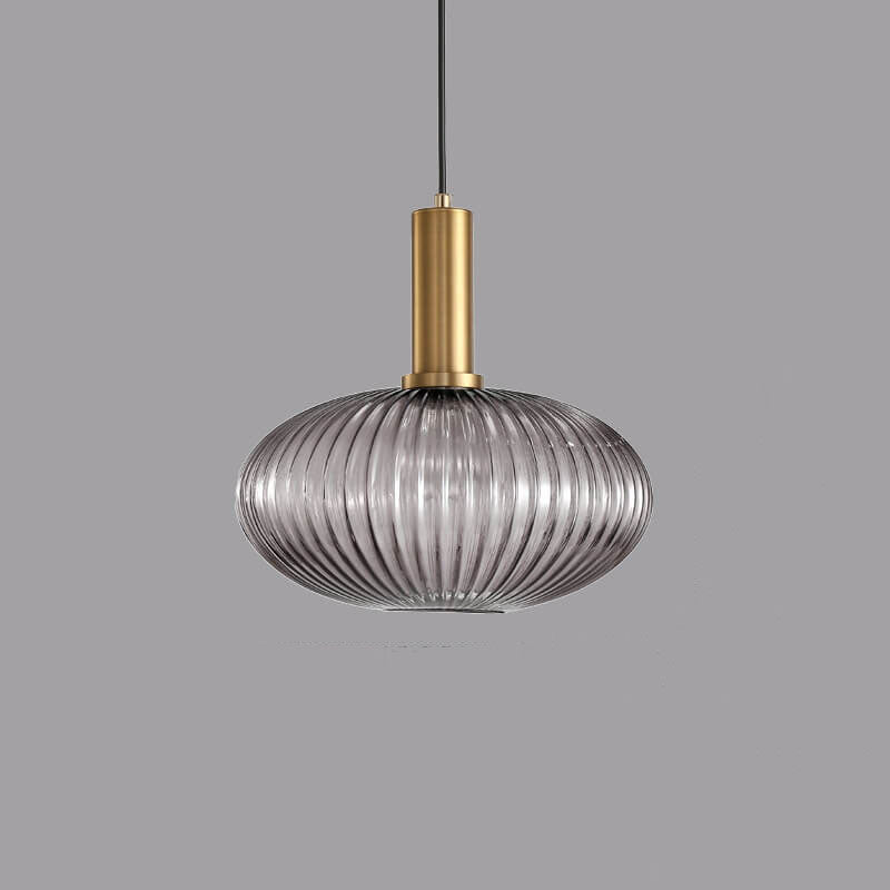 Minimalist Striped Glass Lantern 1-Light Pendant Light Cuvalon