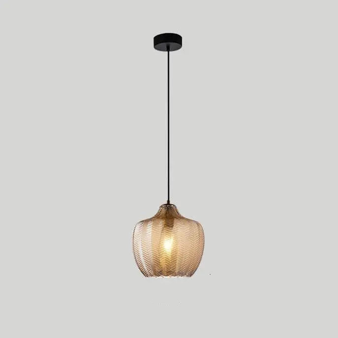 Nordic Textured Wavy Glass 1-Light Barrel Pendant Light Cuvalon