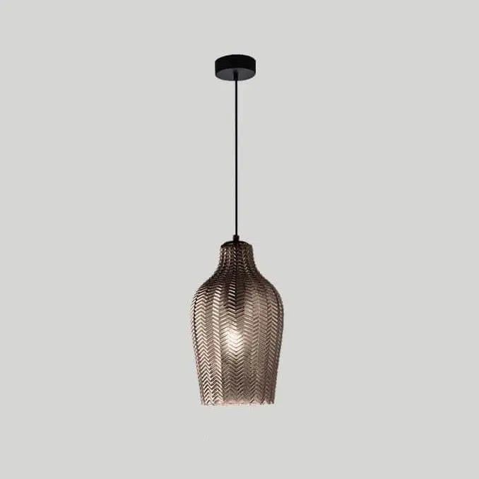 Nordic Textured Wavy Glass 1-Light Barrel Pendant Light Cuvalon
