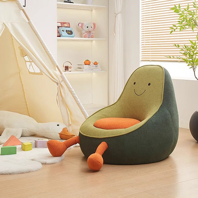 Contemporary Creative Kids Avocado-shaped Penguin-shaped Sponge Lambswool Accent Chair Backrest Armless For Living Room Cuvalon