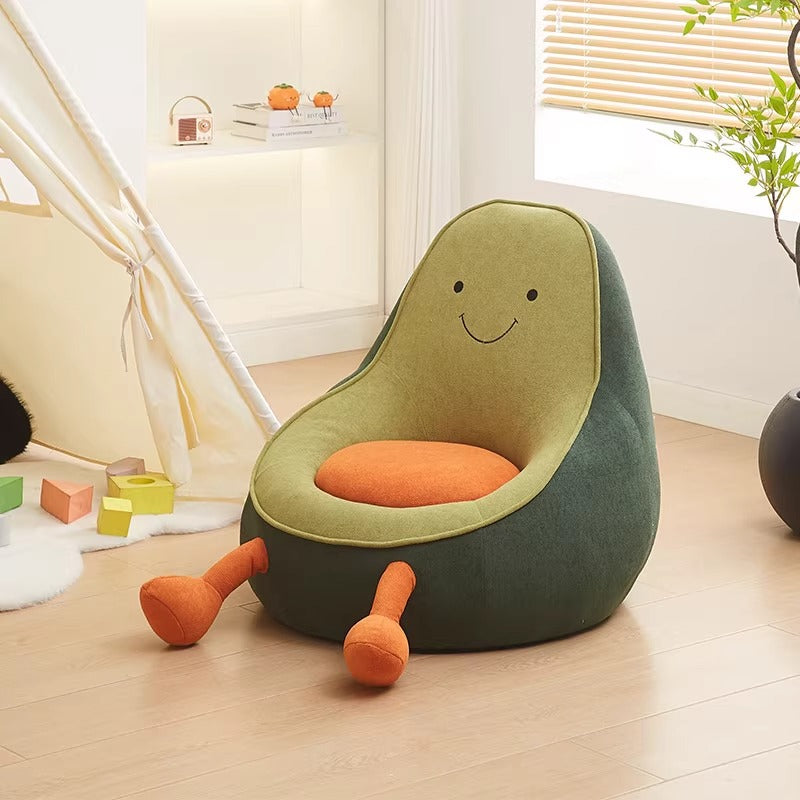 Contemporary Creative Kids Avocado-shaped Penguin-shaped Sponge Lambswool Accent Chair Backrest Armless For Living Room Cuvalon