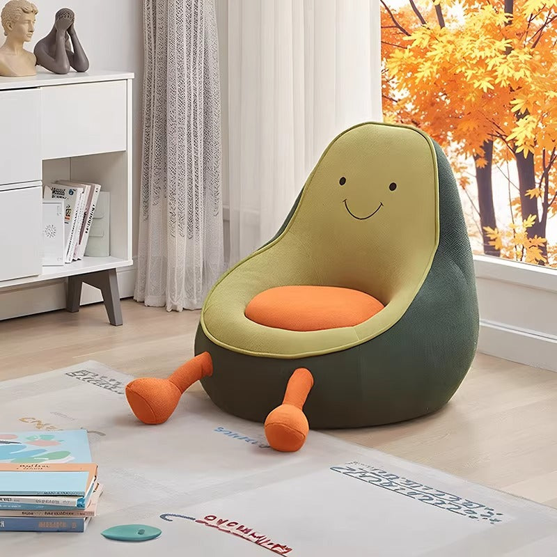 Contemporary Creative Kids Avocado-shaped Penguin-shaped Sponge Lambswool Accent Chair Backrest Armless For Living Room Cuvalon