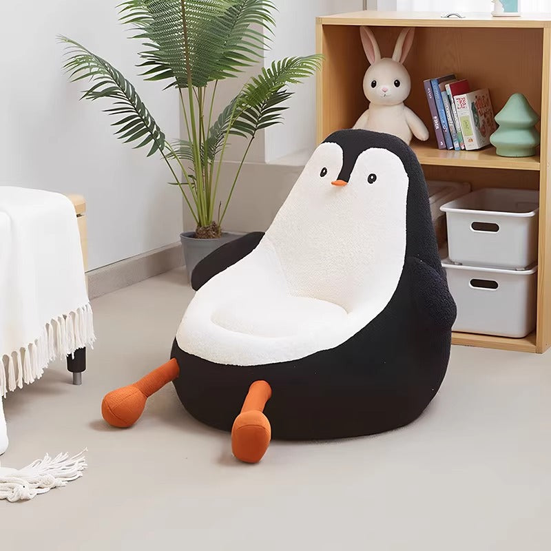 Contemporary Creative Kids Avocado-shaped Penguin-shaped Sponge Lambswool Accent Chair Backrest Armless For Living Room Cuvalon