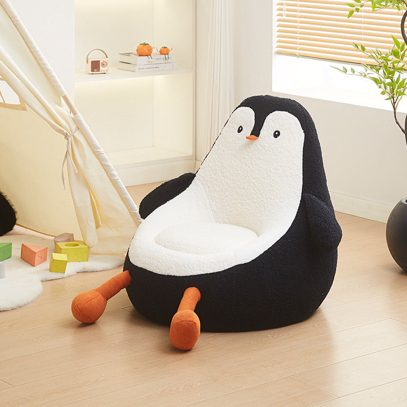 Contemporary Creative Kids Avocado-shaped Penguin-shaped Sponge Lambswool Accent Chair Backrest Armless For Living Room Cuvalon