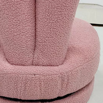 Modern Minimalist Kids Lambswool Solid Wood Round Bunny-Ear Low Stool With Backrest For Living Room Cuvalon