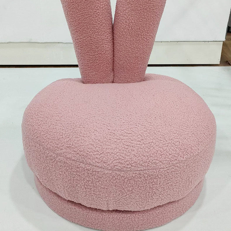 Modern Minimalist Kids Lambswool Solid Wood Round Bunny-Ear Low Stool With Backrest For Living Room Cuvalon