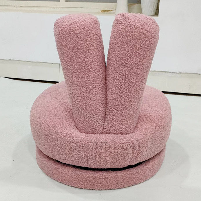 Modern Minimalist Kids Lambswool Solid Wood Round Bunny-Ear Low Stool With Backrest For Living Room Cuvalon