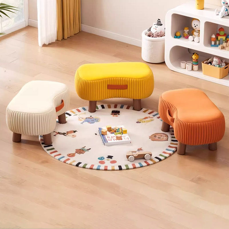 Contemporary Scandinavian Tech Fabric Solid Wood Soap-Shaped Cylinder Low Stool For Living Room Cuvalon