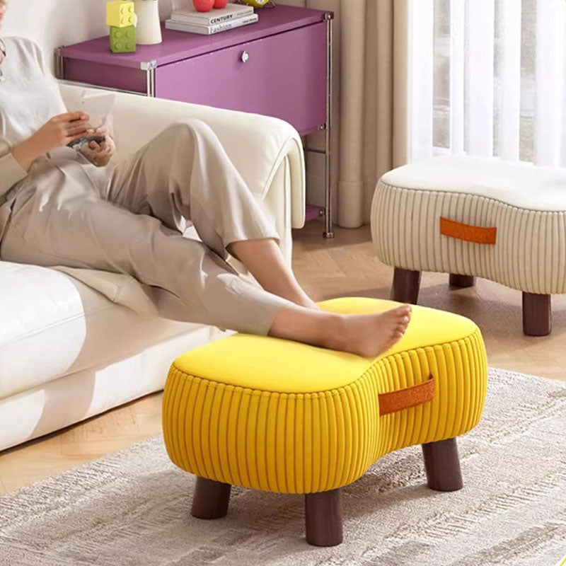 Contemporary Scandinavian Tech Fabric Solid Wood Soap-Shaped Cylinder Low Stool For Living Room Cuvalon