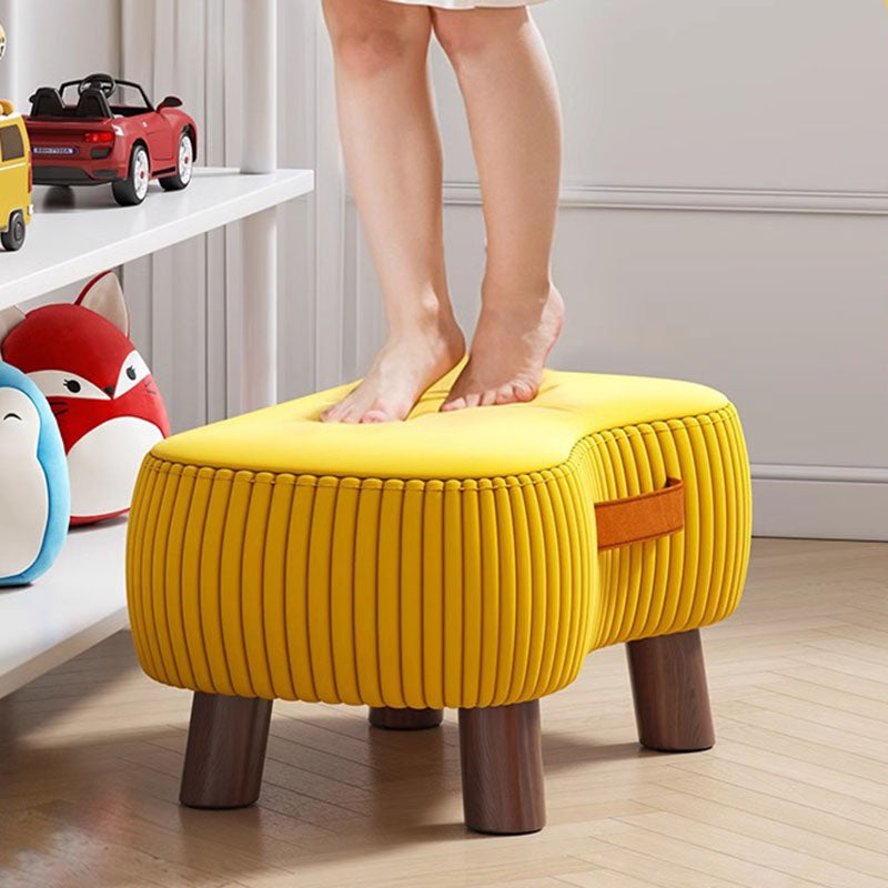 Contemporary Scandinavian Tech Fabric Solid Wood Soap-Shaped Cylinder Low Stool For Living Room Cuvalon