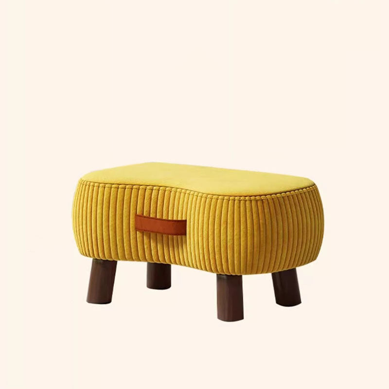 Contemporary Scandinavian Tech Fabric Solid Wood Soap-Shaped Cylinder Low Stool For Living Room Cuvalon