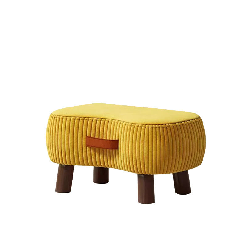 Contemporary Scandinavian Tech Fabric Solid Wood Soap-Shaped Cylinder Low Stool For Living Room Cuvalon
