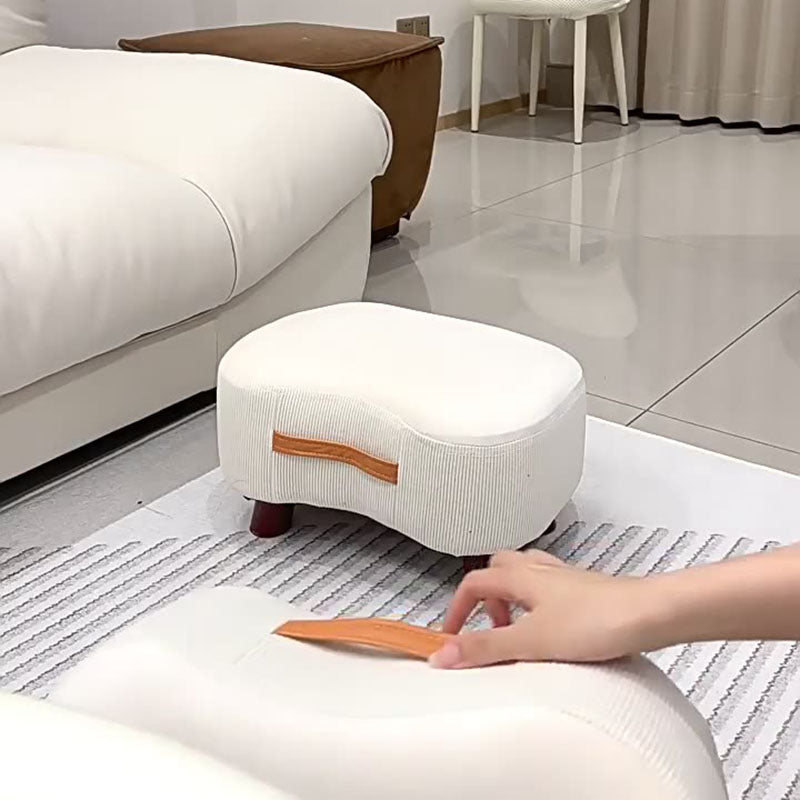 Contemporary Scandinavian Tech Fabric Solid Wood Soap-Shaped Cylinder Low Stool For Living Room Cuvalon