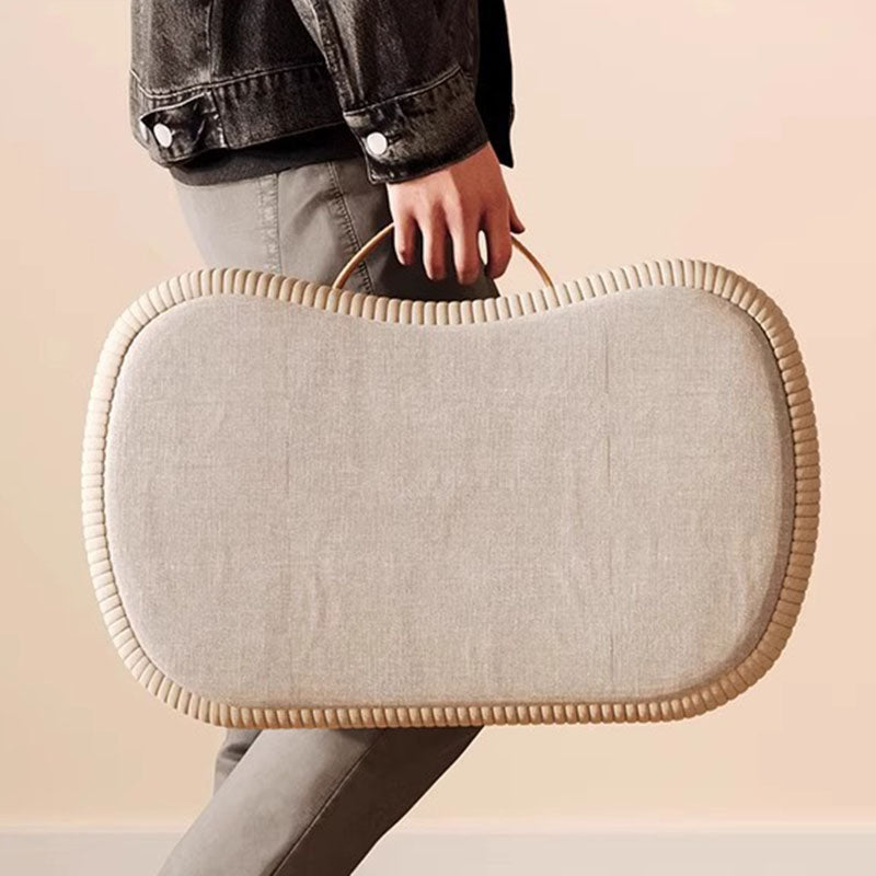 Contemporary Scandinavian Tech Fabric Solid Wood Soap-Shaped Cylinder Low Stool For Living Room Cuvalon