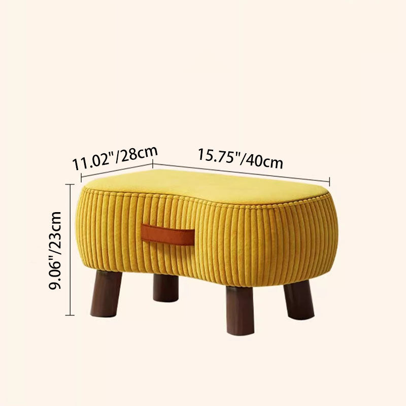 Contemporary Scandinavian Tech Fabric Solid Wood Soap-Shaped Cylinder Low Stool For Living Room Cuvalon