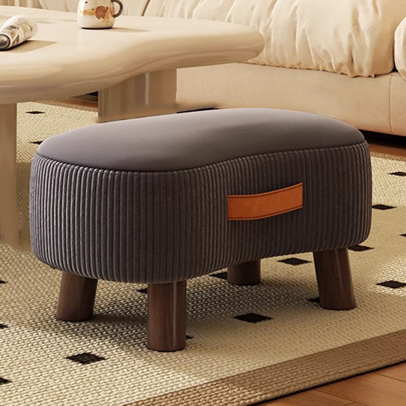 Contemporary Scandinavian Tech Fabric Solid Wood Soap-Shaped Cylinder Low Stool For Living Room Cuvalon