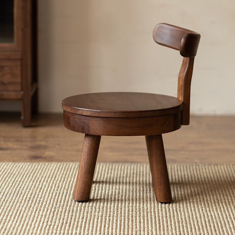 Modern Minimalist Swivel Kids Round Wood Chair Backrest For Living Room Cuvalon