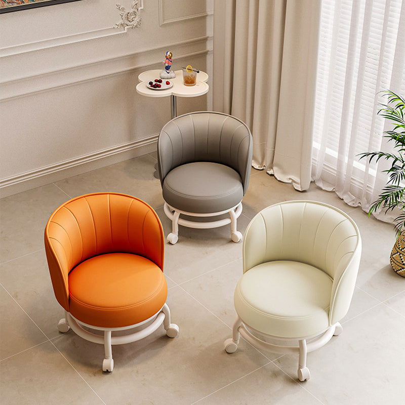 Modern Minimalist Round Iron PU Leather Sponge Movable Low Stool Backrest Armless For Living Room Cuvalon