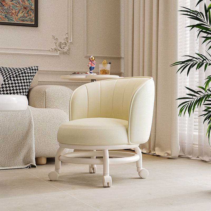 Modern Minimalist Round Iron PU Leather Sponge Movable Low Stool Backrest Armless For Living Room Cuvalon