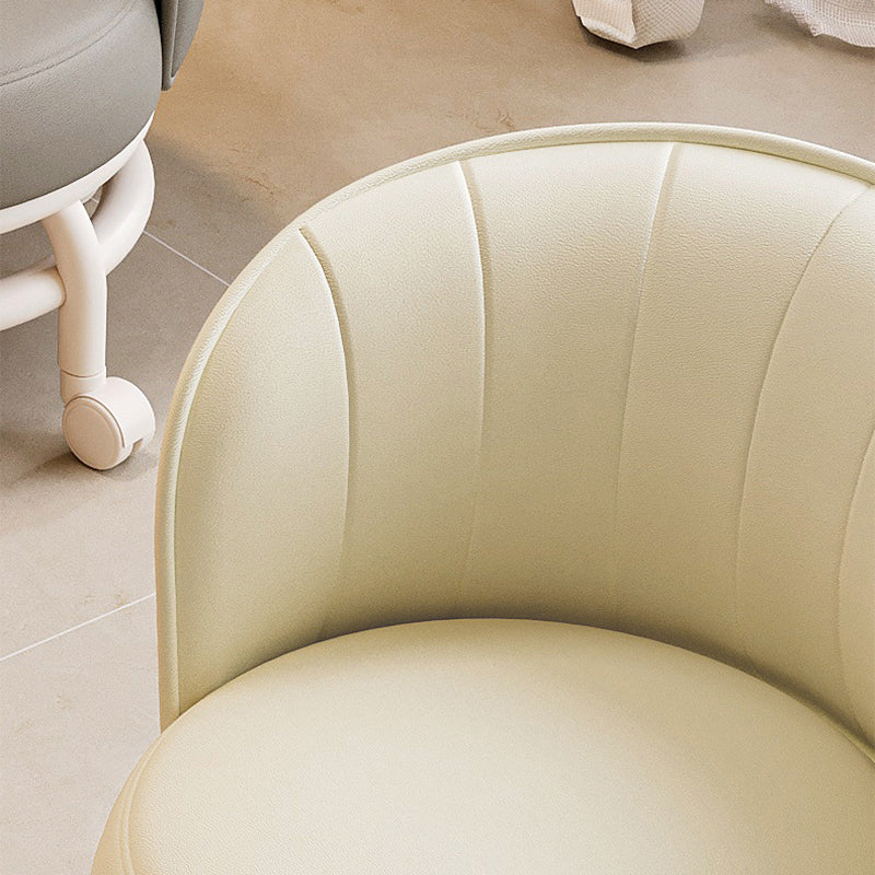 Modern Minimalist Round Iron PU Leather Sponge Movable Low Stool Backrest Armless For Living Room Cuvalon