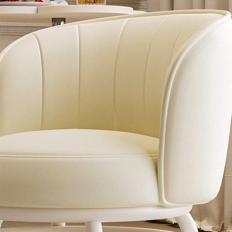 Modern Minimalist Round Iron PU Leather Sponge Movable Low Stool Backrest Armless For Living Room Cuvalon
