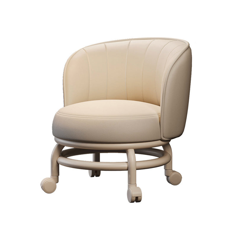 Modern Minimalist Round Iron PU Leather Sponge Movable Low Stool Backrest Armless For Living Room Cuvalon