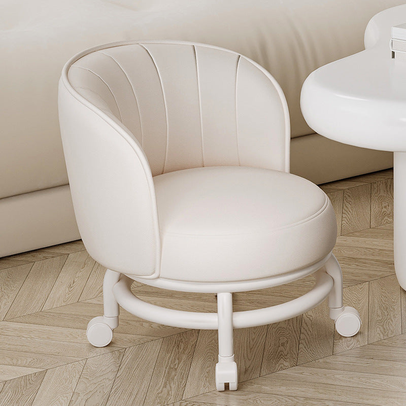 Modern Minimalist Round Iron PU Leather Sponge Movable Low Stool Backrest Armless For Living Room Cuvalon