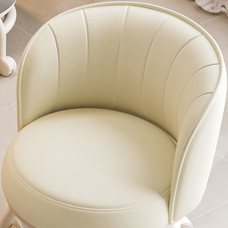 Modern Minimalist Round Iron PU Leather Sponge Movable Low Stool Backrest Armless For Living Room Cuvalon