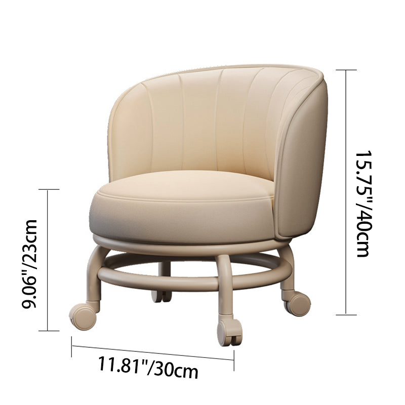 Modern Minimalist Round Iron PU Leather Sponge Movable Low Stool Backrest Armless For Living Room Cuvalon