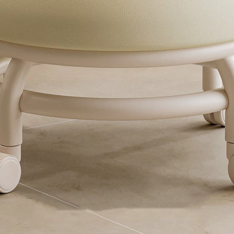 Modern Minimalist Round Iron PU Leather Sponge Movable Low Stool Backrest Armless For Living Room Cuvalon