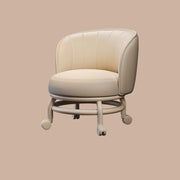 Modern Minimalist Round Iron PU Leather Sponge Movable Low Stool Backrest Armless For Living Room Cuvalon